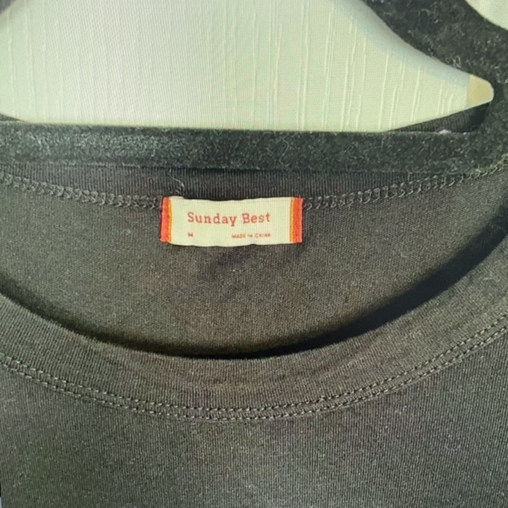 Black T-Shirt with Red Heart Patch - Picture 3 of 4